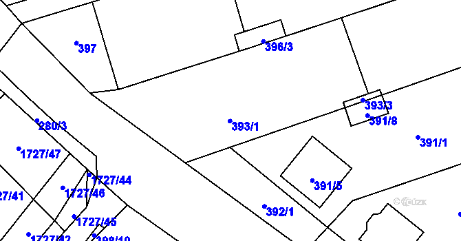 Parcela st. 393 v KÚ Kovalovice, Katastrální mapa
