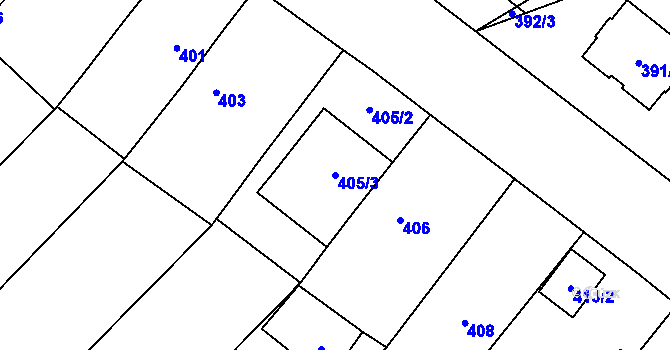 Parcela st. 405/3 v KÚ Kovalovice, Katastrální mapa