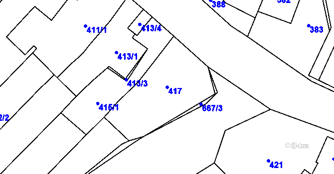 Parcela st. 417 v KÚ Kovalovice, Katastrální mapa