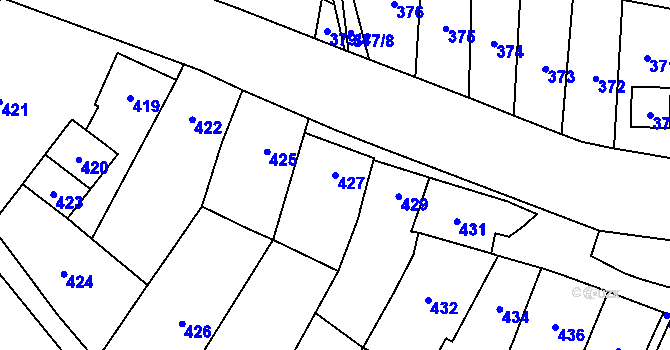 Parcela st. 427 v KÚ Kovalovice, Katastrální mapa