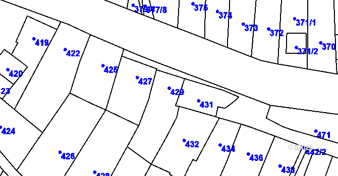 Parcela st. 429 v KÚ Kovalovice, Katastrální mapa