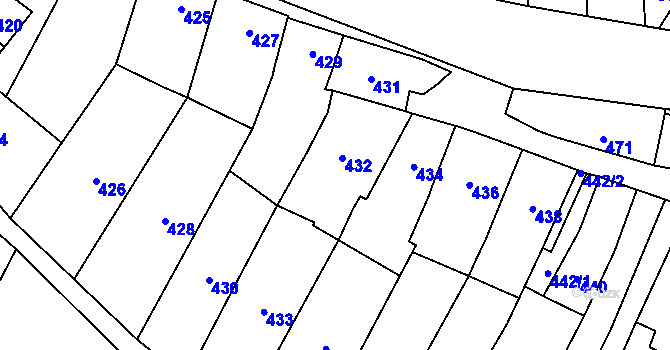 Parcela st. 432 v KÚ Kovalovice, Katastrální mapa