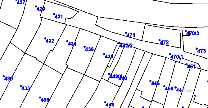 Parcela st. 438 v KÚ Kovalovice, Katastrální mapa