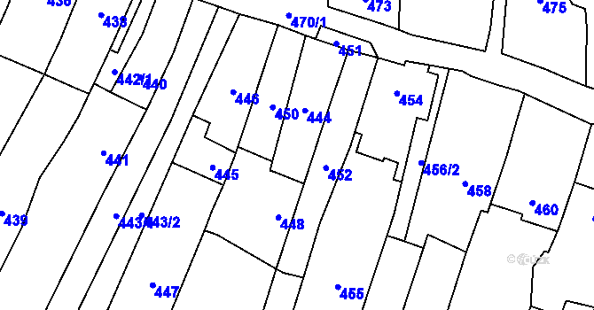 Parcela st. 444 v KÚ Kovalovice, Katastrální mapa