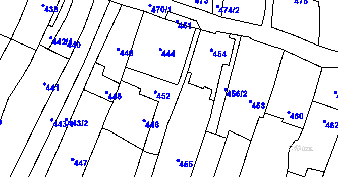 Parcela st. 452 v KÚ Kovalovice, Katastrální mapa
