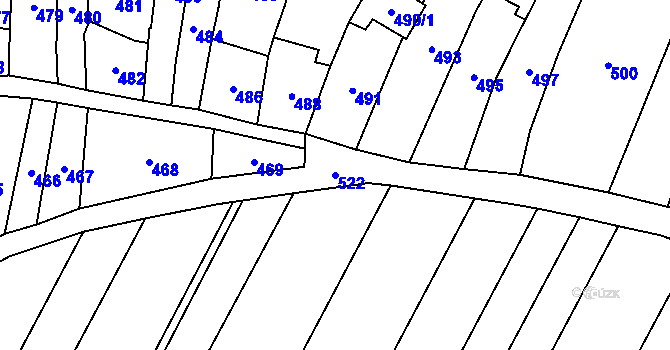 Parcela st. 522 v KÚ Kovalovice, Katastrální mapa