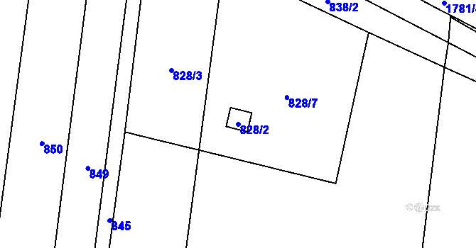 Parcela st. 828/2 v KÚ Kovalovice, Katastrální mapa