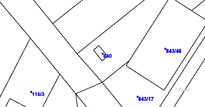 Parcela st. 840 v KÚ Kovalovice, Katastrální mapa