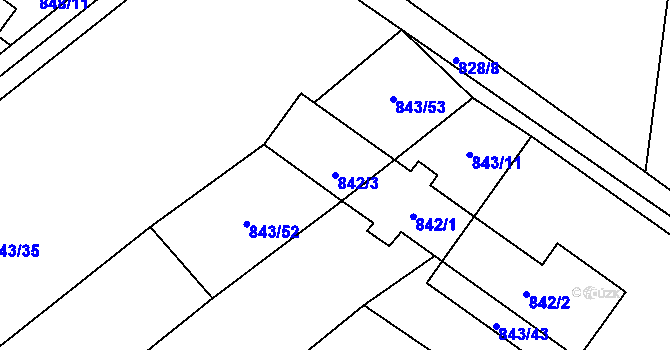 Parcela st. 842/3 v KÚ Kovalovice, Katastrální mapa