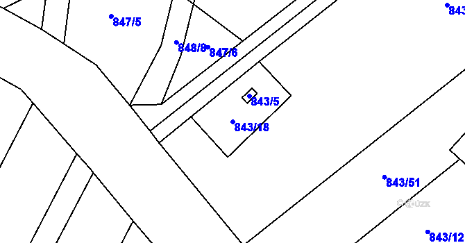 Parcela st. 843/18 v KÚ Kovalovice, Katastrální mapa