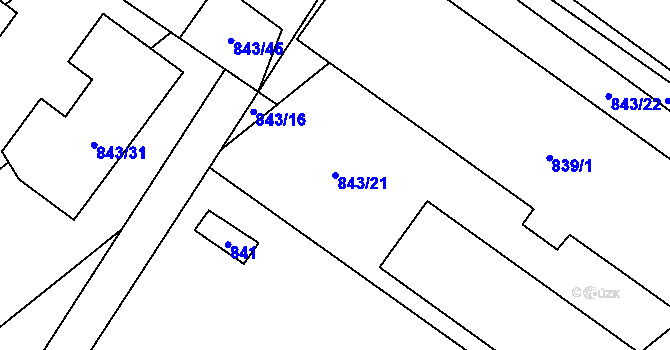 Parcela st. 843/21 v KÚ Kovalovice, Katastrální mapa
