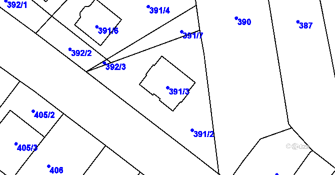 Parcela st. 391/3 v KÚ Kovalovice, Katastrální mapa