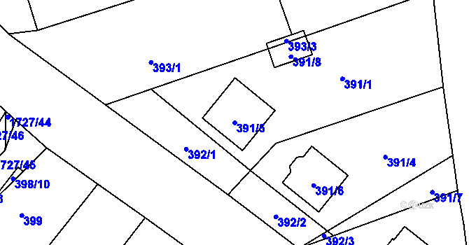 Parcela st. 391/5 v KÚ Kovalovice, Katastrální mapa