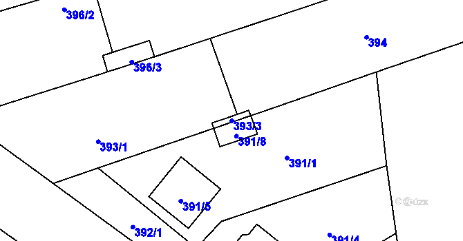 Parcela st. 393/3 v KÚ Kovalovice, Katastrální mapa