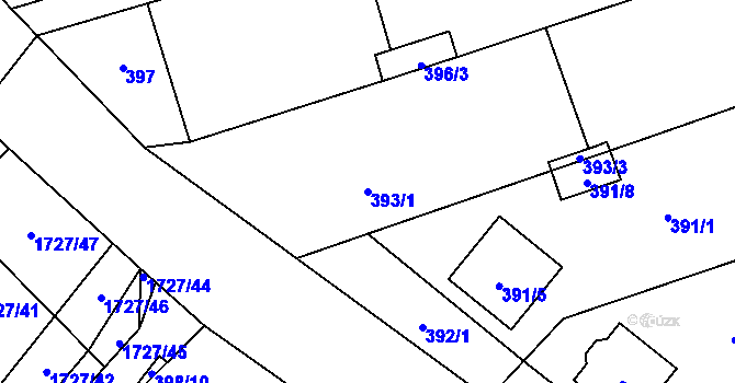 Parcela st. 393/1 v KÚ Kovalovice, Katastrální mapa