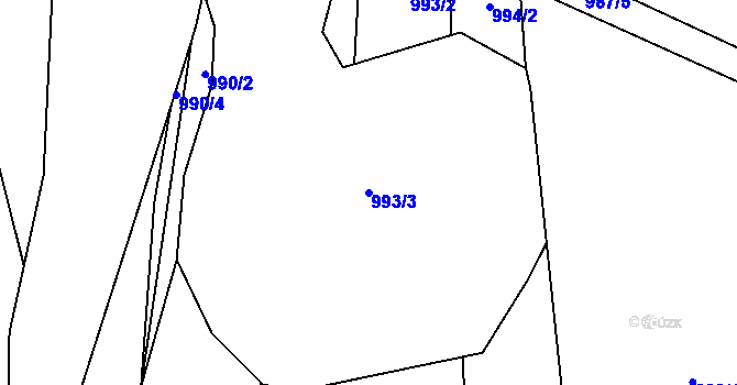 Parcela st. 993/3 v KÚ Kovalovice, Katastrální mapa