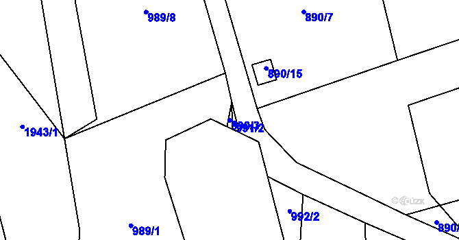 Parcela st. 990/3 v KÚ Kovalovice, Katastrální mapa