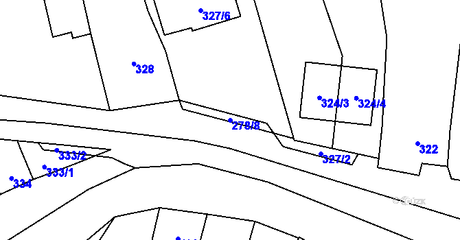 Parcela st. 278/8 v KÚ Kovalovice, Katastrální mapa