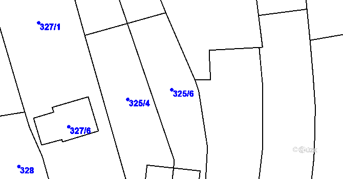 Parcela st. 325/6 v KÚ Kovalovice, Katastrální mapa