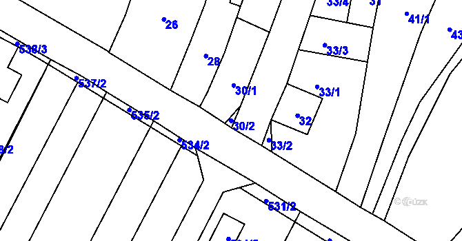 Parcela st. 30/2 v KÚ Kovalovice, Katastrální mapa
