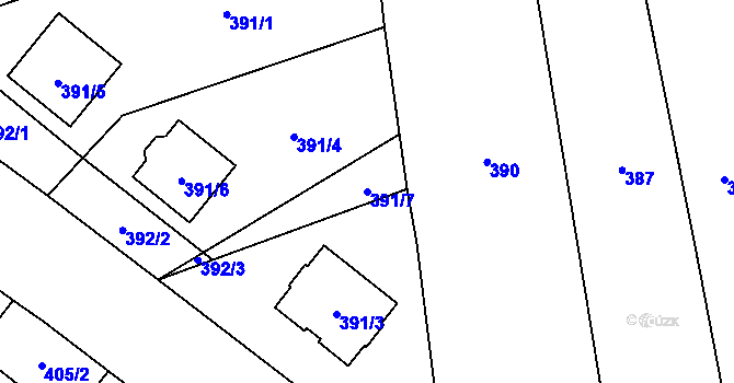 Parcela st. 391/7 v KÚ Kovalovice, Katastrální mapa