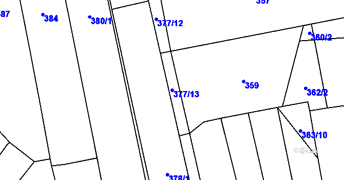 Parcela st. 377/13 v KÚ Kovalovice, Katastrální mapa