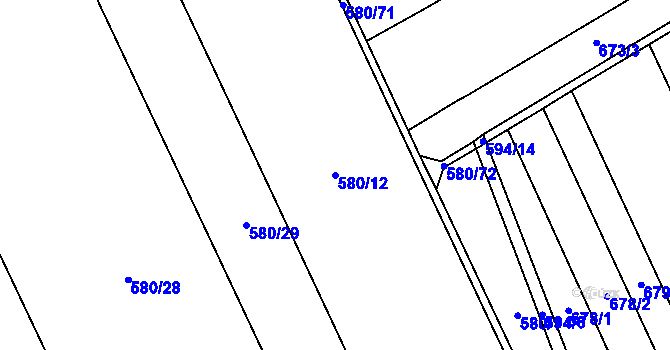 Parcela st. 580/12 v KÚ Kovalovice, Katastrální mapa