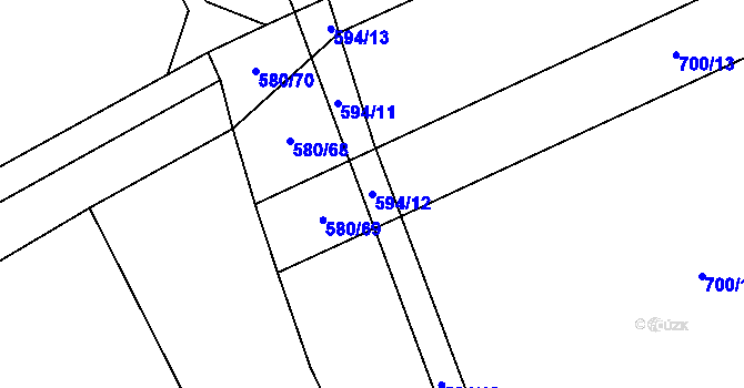 Parcela st. 594/12 v KÚ Kovalovice, Katastrální mapa
