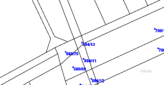 Parcela st. 594/13 v KÚ Kovalovice, Katastrální mapa