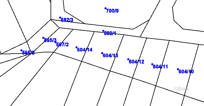 Parcela st. 604/13 v KÚ Kovalovice, Katastrální mapa