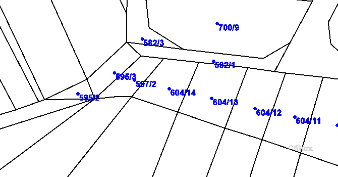 Parcela st. 604/14 v KÚ Kovalovice, Katastrální mapa
