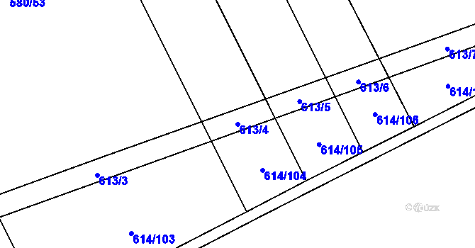 Parcela st. 613/4 v KÚ Kovalovice, Katastrální mapa
