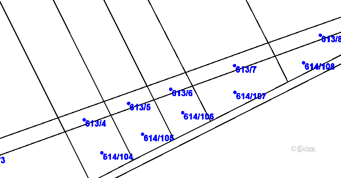Parcela st. 613/6 v KÚ Kovalovice, Katastrální mapa
