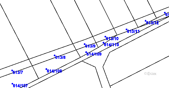 Parcela st. 613/9 v KÚ Kovalovice, Katastrální mapa