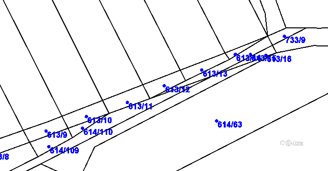 Parcela st. 613/12 v KÚ Kovalovice, Katastrální mapa