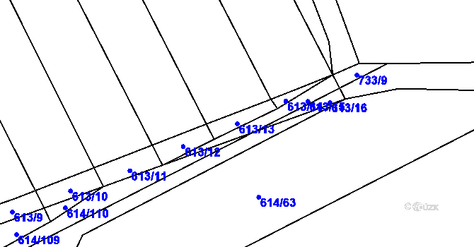 Parcela st. 613/13 v KÚ Kovalovice, Katastrální mapa