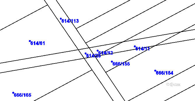 Parcela st. 614/12 v KÚ Kovalovice, Katastrální mapa
