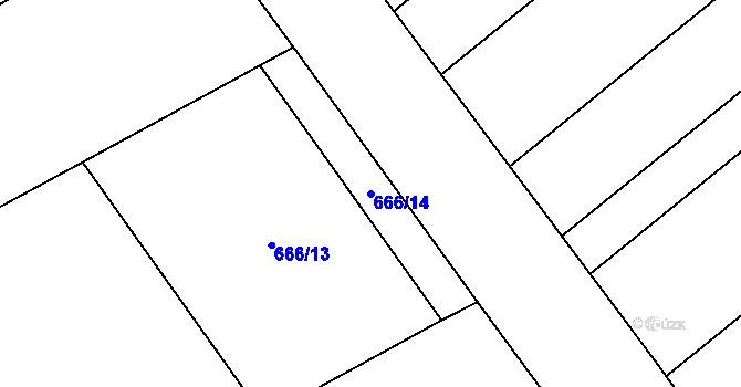 Parcela st. 666/14 v KÚ Kovalovice, Katastrální mapa