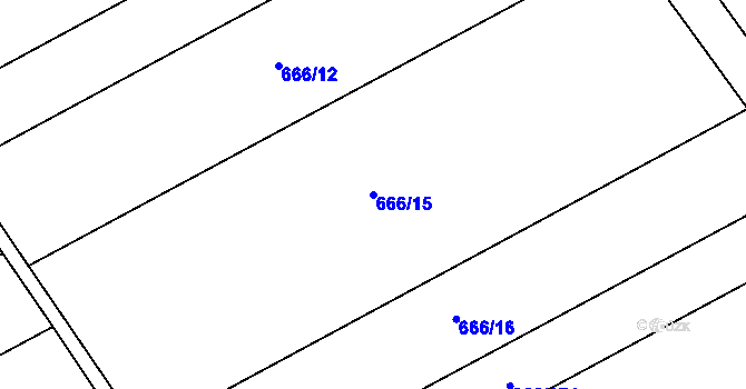 Parcela st. 666/15 v KÚ Kovalovice, Katastrální mapa