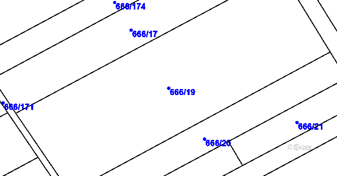 Parcela st. 666/19 v KÚ Kovalovice, Katastrální mapa