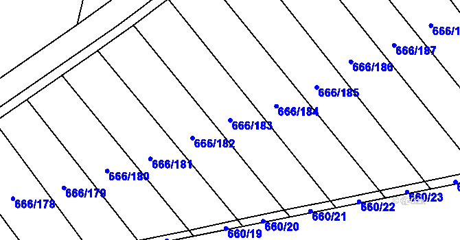 Parcela st. 666/183 v KÚ Kovalovice, Katastrální mapa