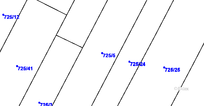 Parcela st. 725/5 v KÚ Kovalovice, Katastrální mapa