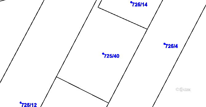 Parcela st. 725/40 v KÚ Kovalovice, Katastrální mapa