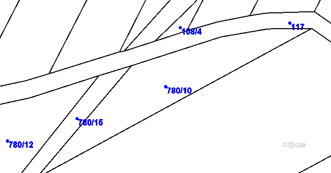 Parcela st. 780/10 v KÚ Kovalovice, Katastrální mapa