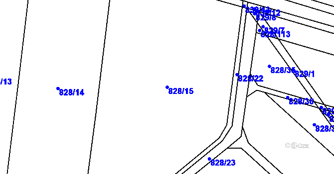 Parcela st. 828/15 v KÚ Kovalovice, Katastrální mapa