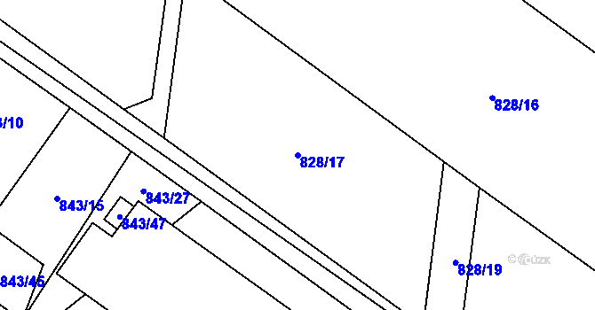 Parcela st. 828/17 v KÚ Kovalovice, Katastrální mapa