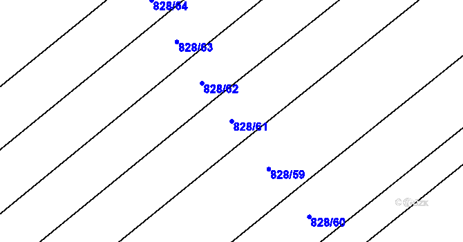 Parcela st. 828/61 v KÚ Kovalovice, Katastrální mapa