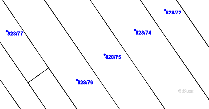 Parcela st. 828/75 v KÚ Kovalovice, Katastrální mapa