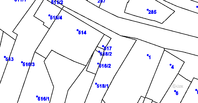 Parcela st. 518/2 v KÚ Kovalovice, Katastrální mapa