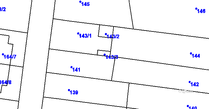 Parcela st. 143/3 v KÚ Kovalovice, Katastrální mapa